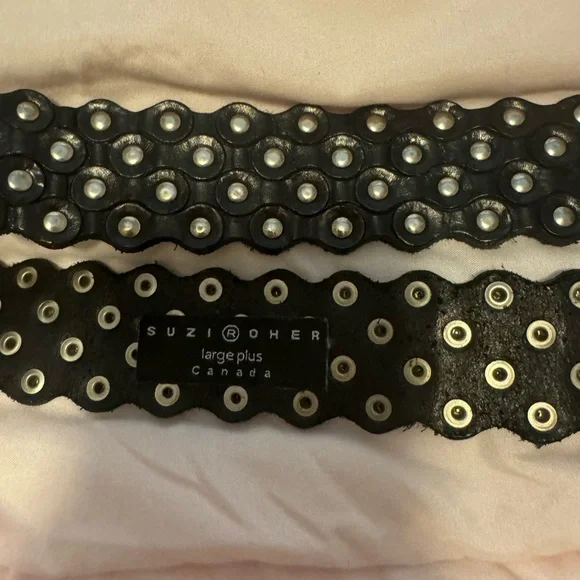 Suzi Roher Canada Leather Metal Rivet Belt Womens XL - Picture 7 of 7